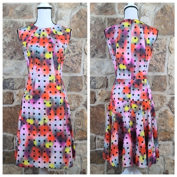 Lela Rose Dresses & Skirts - NEW Lela Rose 12 Polka Dot Multicolor Watercolor Dress